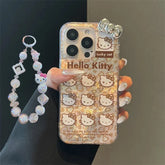 Hello Kitty Leopard Print Strap Phone Case for iPhone